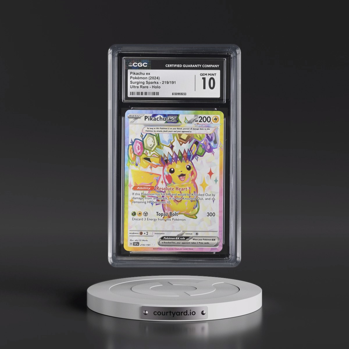2024 Surging Sparks - SSP EN #219/191 Pikachu ex - Ultra Rare Holo (CGC 10 GEM MINT)
