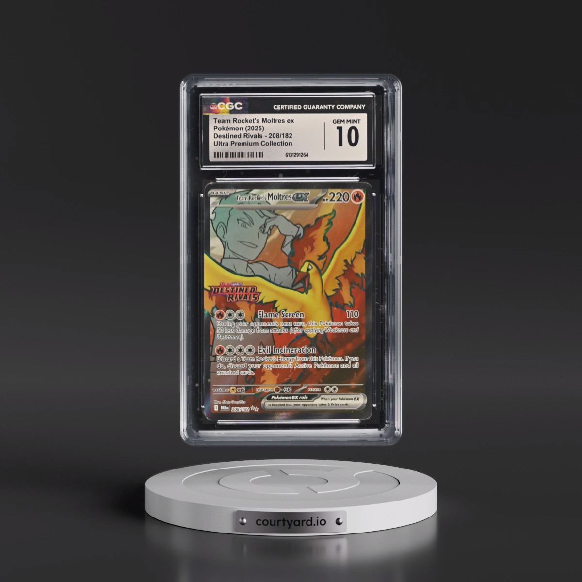 2025 Destined Rivals - DRI EN #208/182 Team Rocket's Moltres ex - Team Rocket's Moltres ex Ultra Premium Collection (Holo) (CGC 10 GEM MINT)