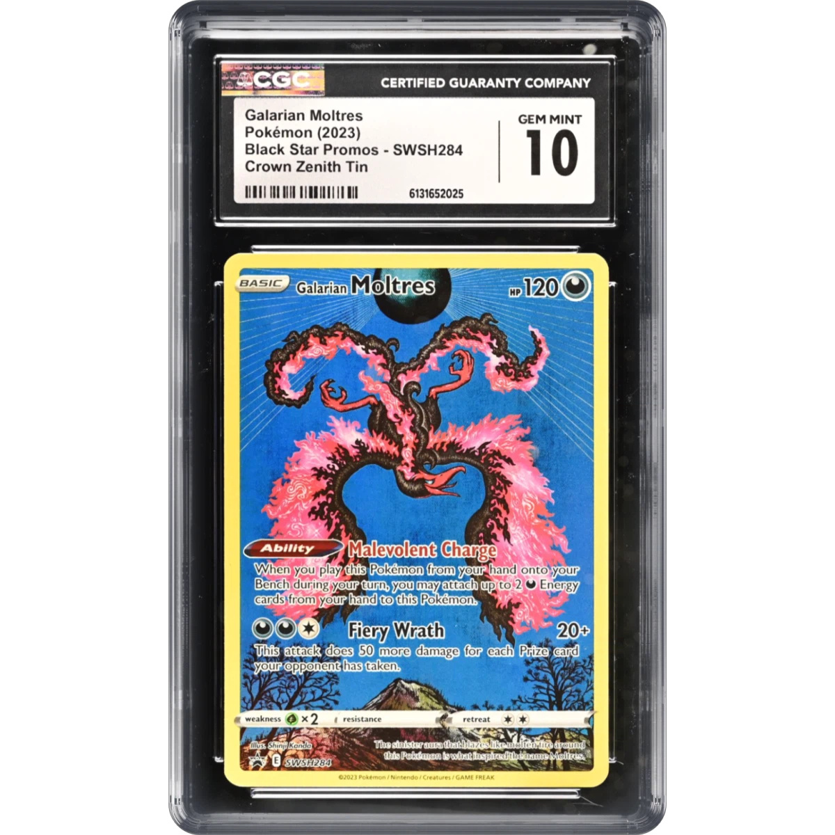 2017 Black Star Promos - Sword & Shield #SWSH284 Galarian Moltres - Crown Zenith Tin (Holo) (CGC 10 GEM MINT)