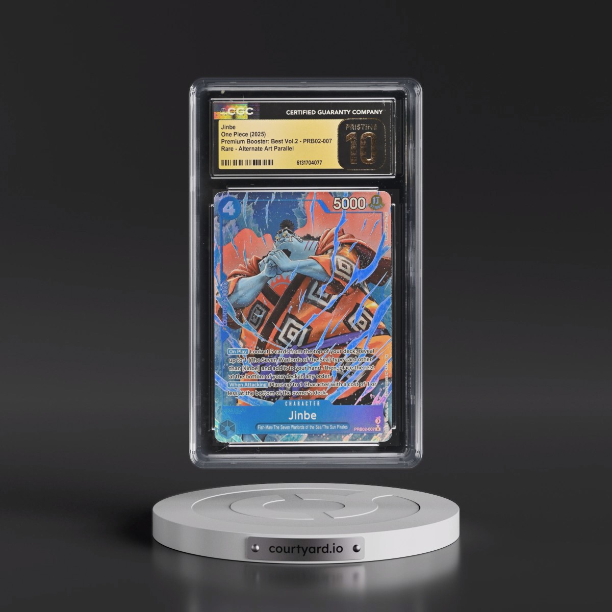 2025 Premium Booster: The Best Vol.2 (PRB-02) - English #PRB02-007 Jinbe - (Borderless) Alt Art (EN above Japan on Border) (CGC 10 PRISTINE)
