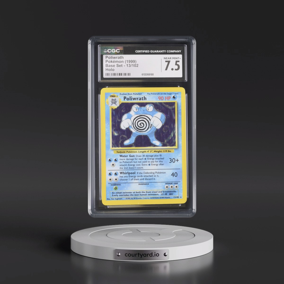 1999 Base Set #13/102 Poliwrath - Holo (CGC 7.5 NM+)