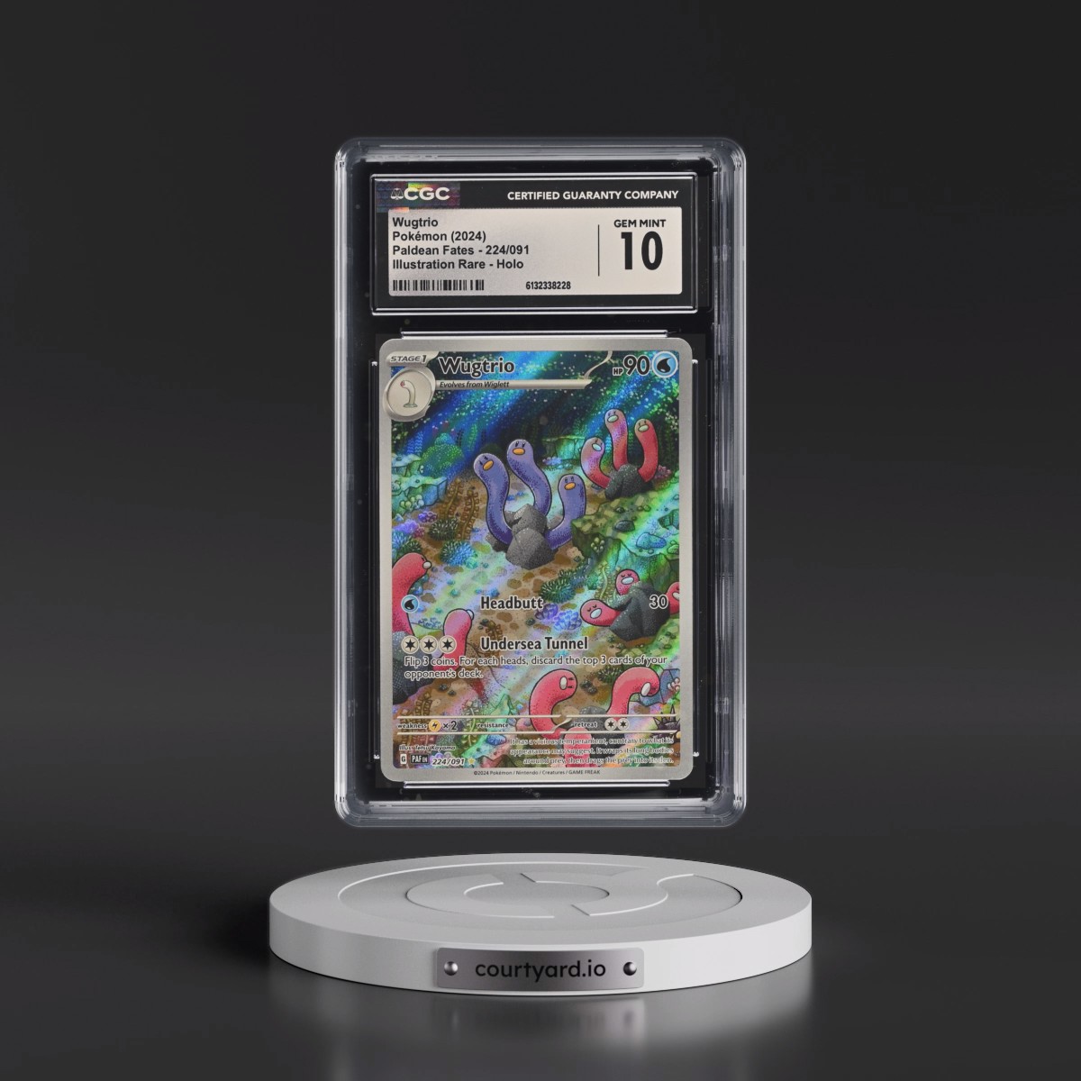 2024 Paldean Fates - PAF EN #224/091 Wugtrio - Illustration Rare Holo (CGC 10 GEM MINT)