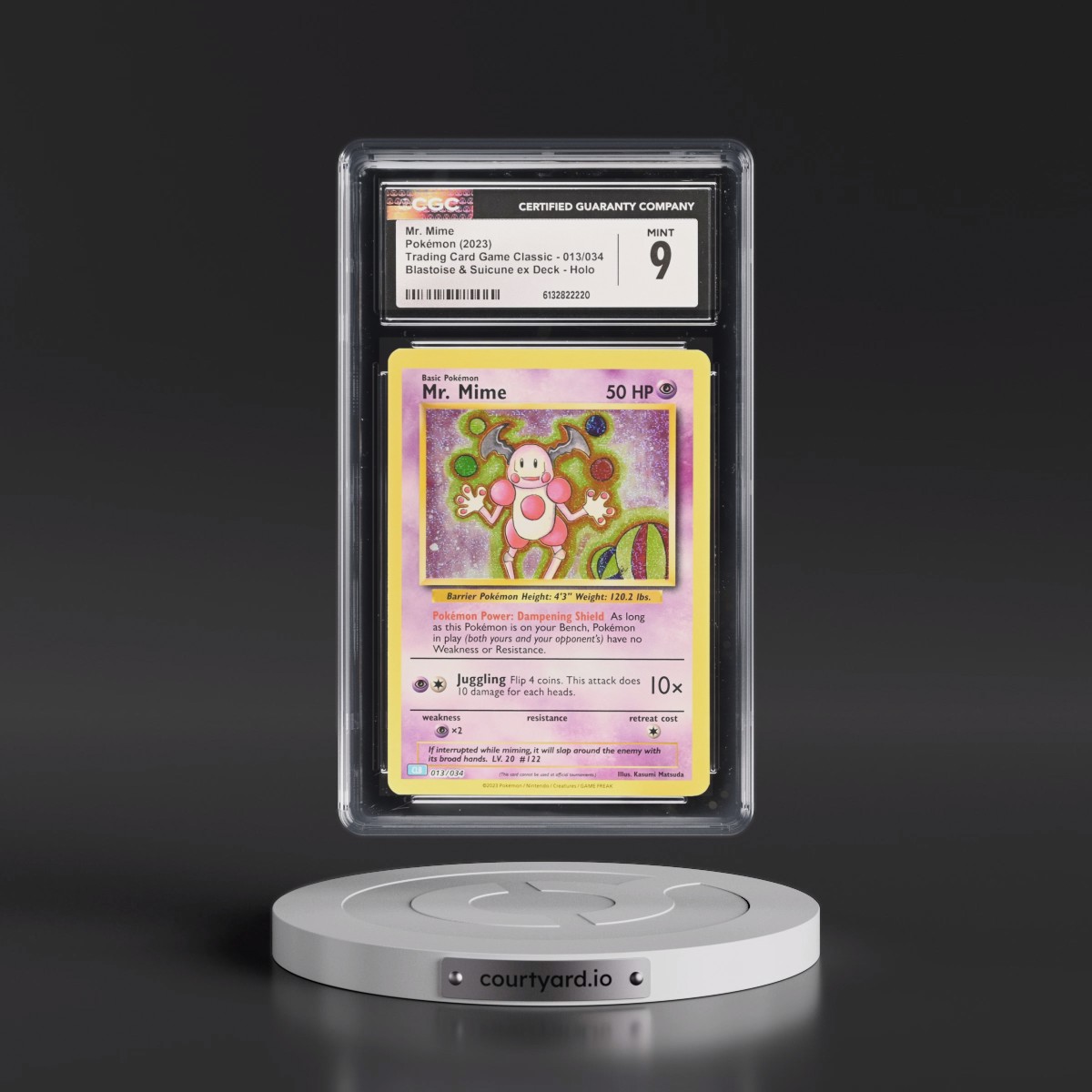 2023 Trading Card Game Classic - CLV, CLC, CLB #013/034 Mr. Mime - Blastoise & Suicune ex Deck - CLB Holo (CGC 9 MINT)