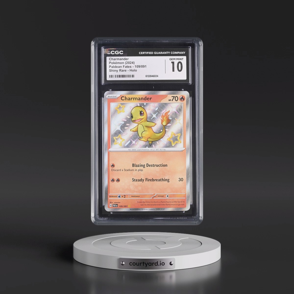 2024 Paldean Fates - PAF EN #109/091 Charmander - Shiny Rare Holo (CGC 10 GEM MINT)