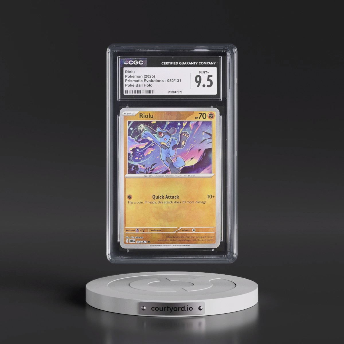 2024 Prismatic Evolutions - PRE EN #050/131 Riolu - Poké Ball Holo (CGC 9.5 MINT+)