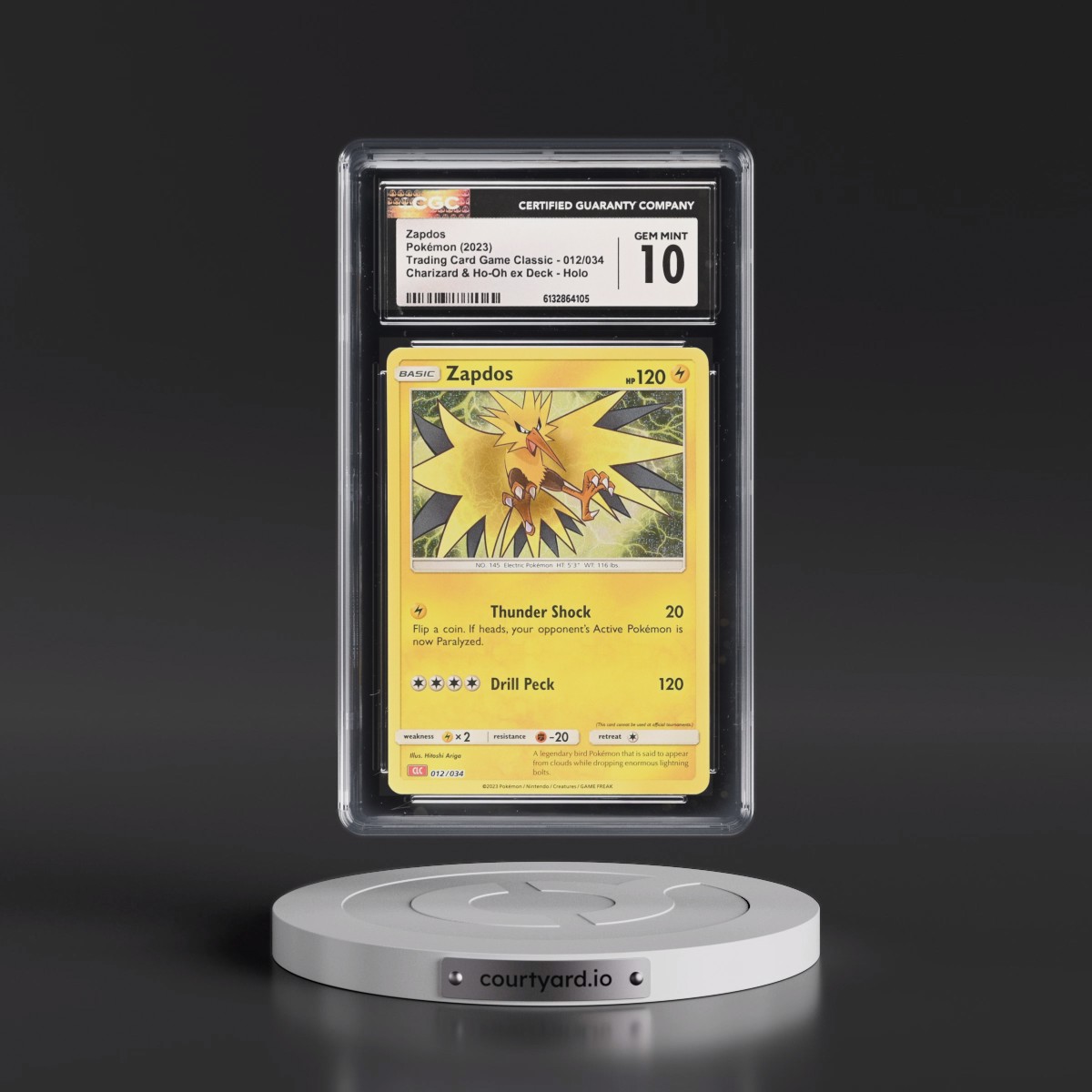 2023 Trading Card Game Classic - CLV, CLC, CLB #012/034 Zapdos - Charizard & Ho-Oh ex Deck - CLC Holo (CGC 10 GEM MINT)