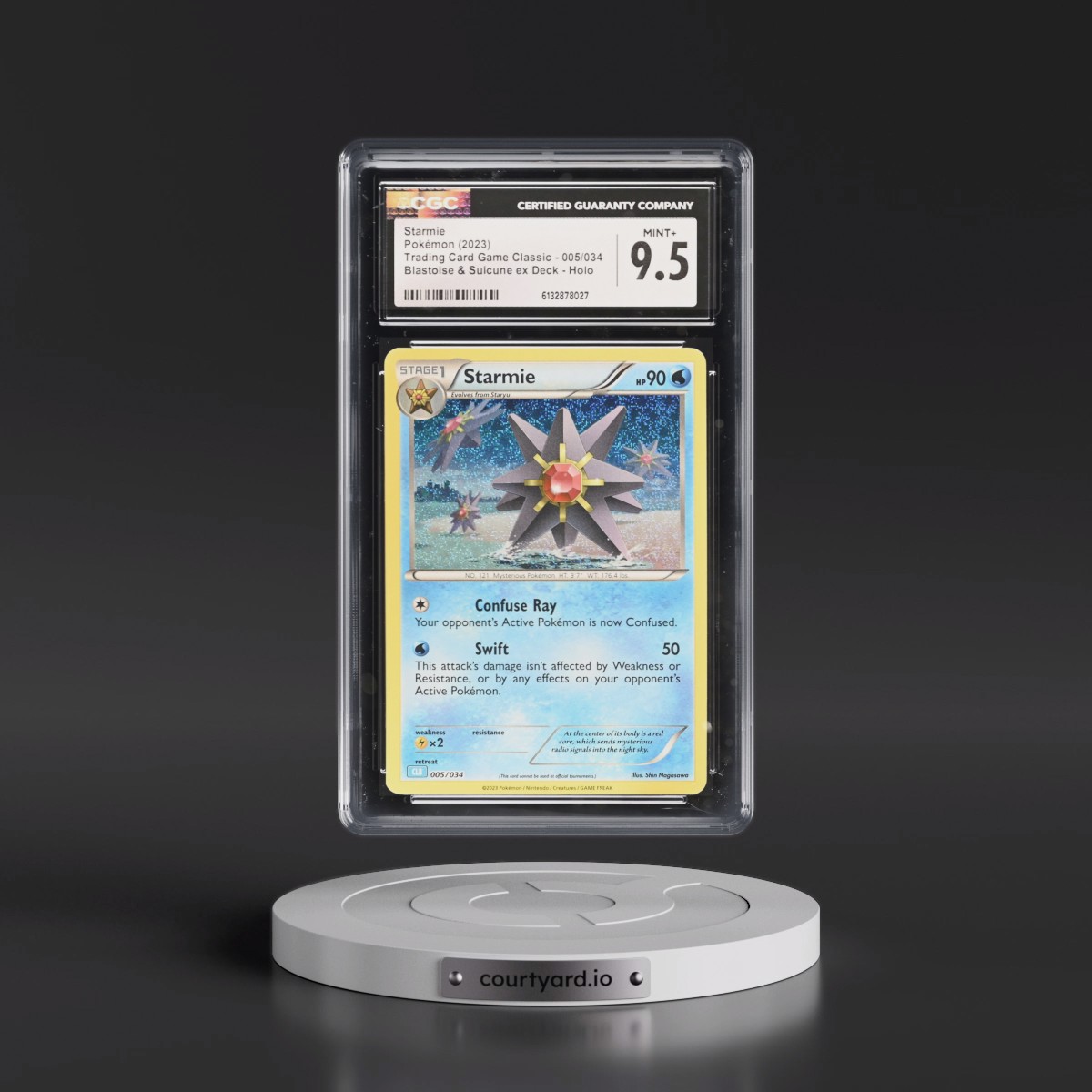 2023 Trading Card Game Classic - CLV, CLC, CLB #005/034 Starmie - Blastoise & Suicune ex Deck - CLB Holo (CGC 9.5 MINT+)