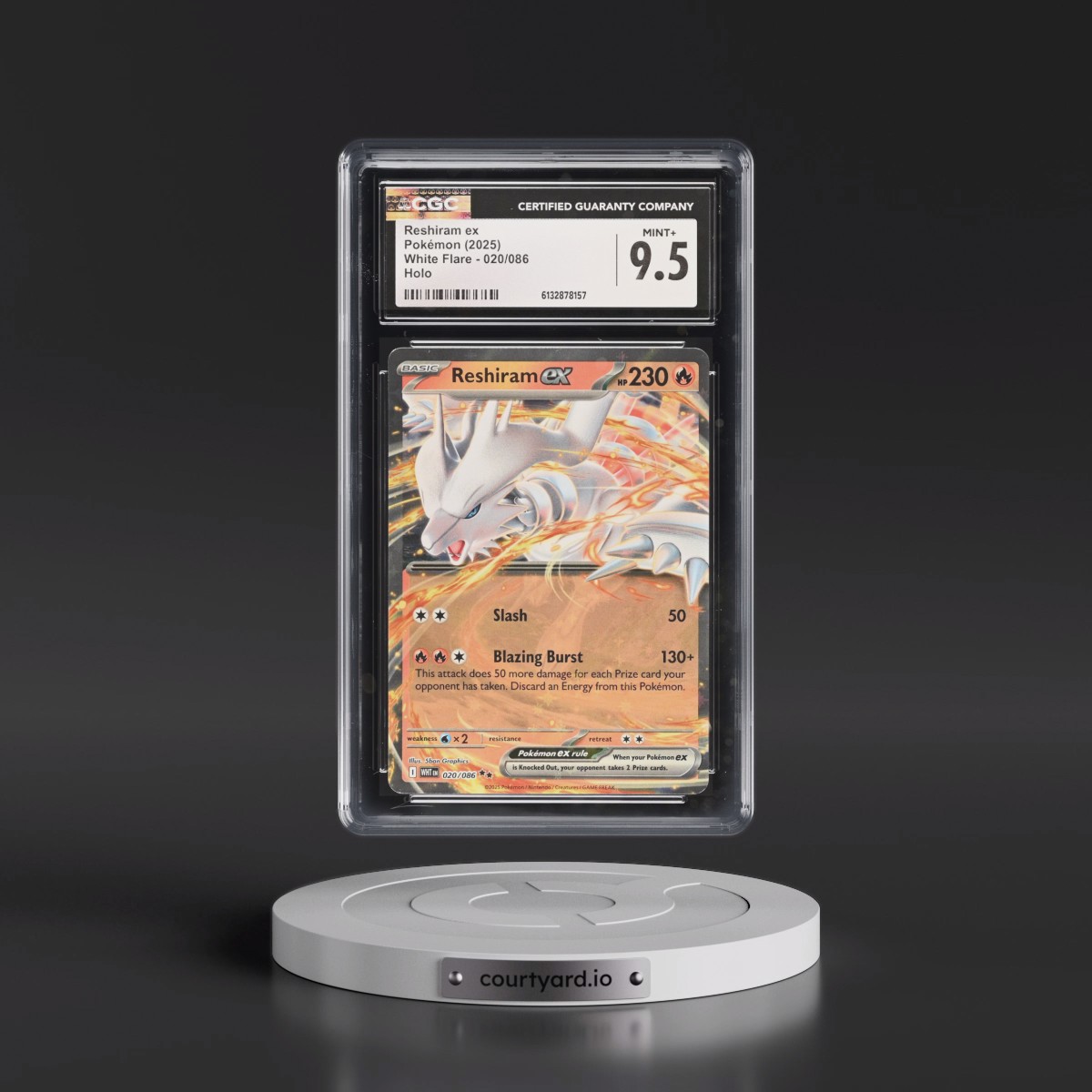 2025 White Flare - WHT EN #020/086 Reshiram ex - Holo (CGC 9.5 MINT+)