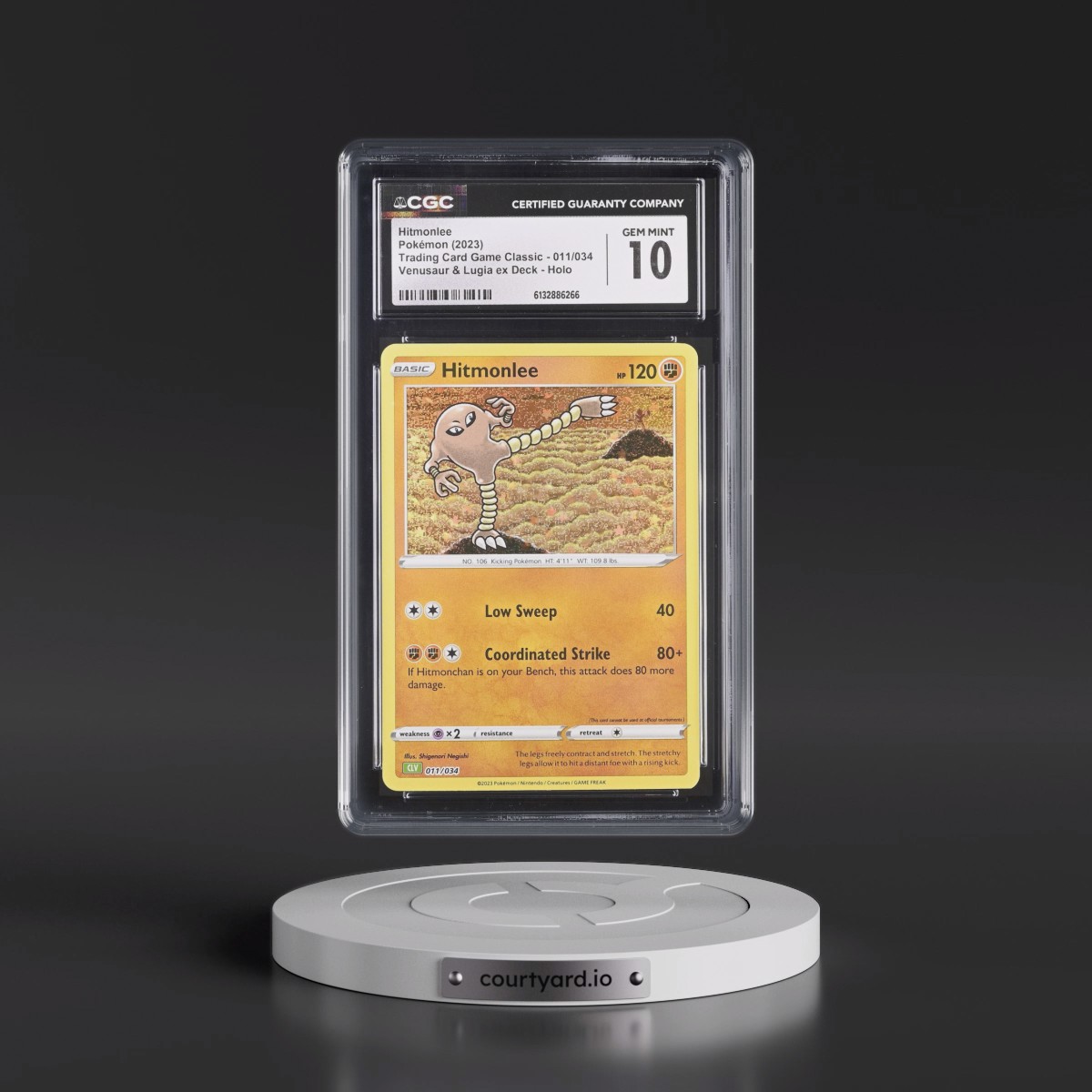2023 Trading Card Game Classic - CLV, CLC, CLB #011/034 Hitmonlee - Venusaur & Lugia ex Deck - CLV Holo (CGC 10 GEM MINT)