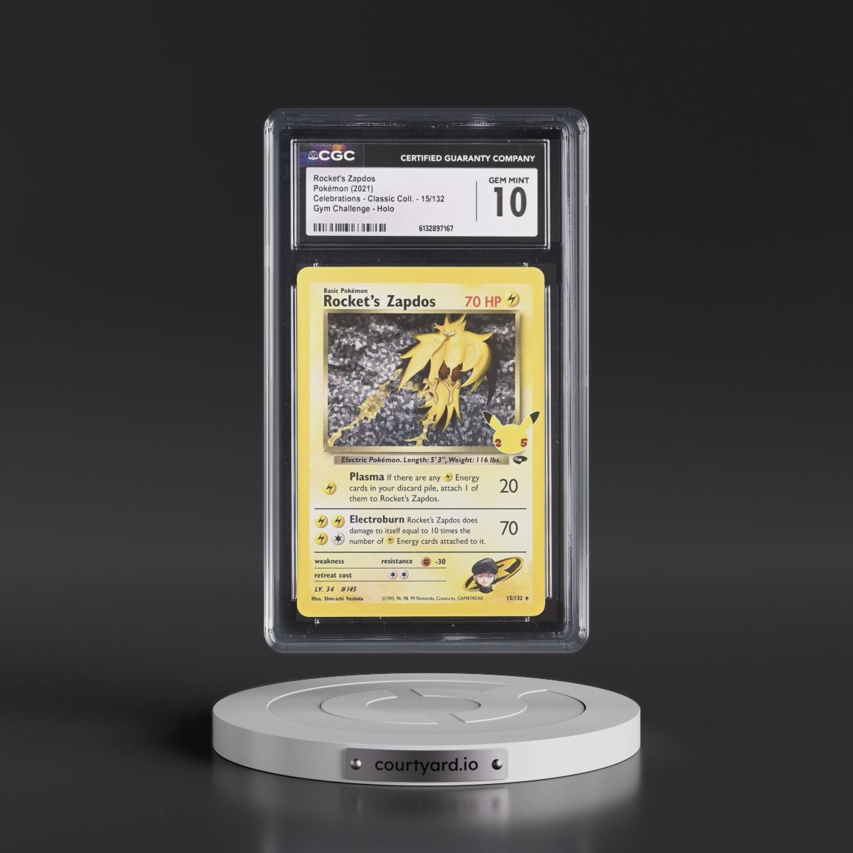 2021 Celebrations - Classic Collection #15/132 Rocket's Zapdos - Gym Challenge Holo (CGC 10 GEM MINT)
