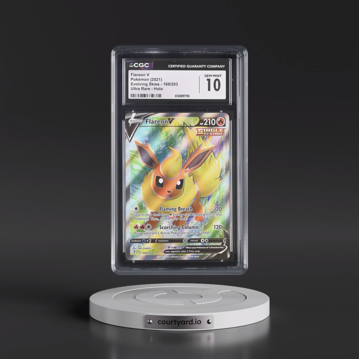 2021 Evolving Skies #169/203 Flareon V - Ultra Rare Holo (CGC 10 GEM MINT)