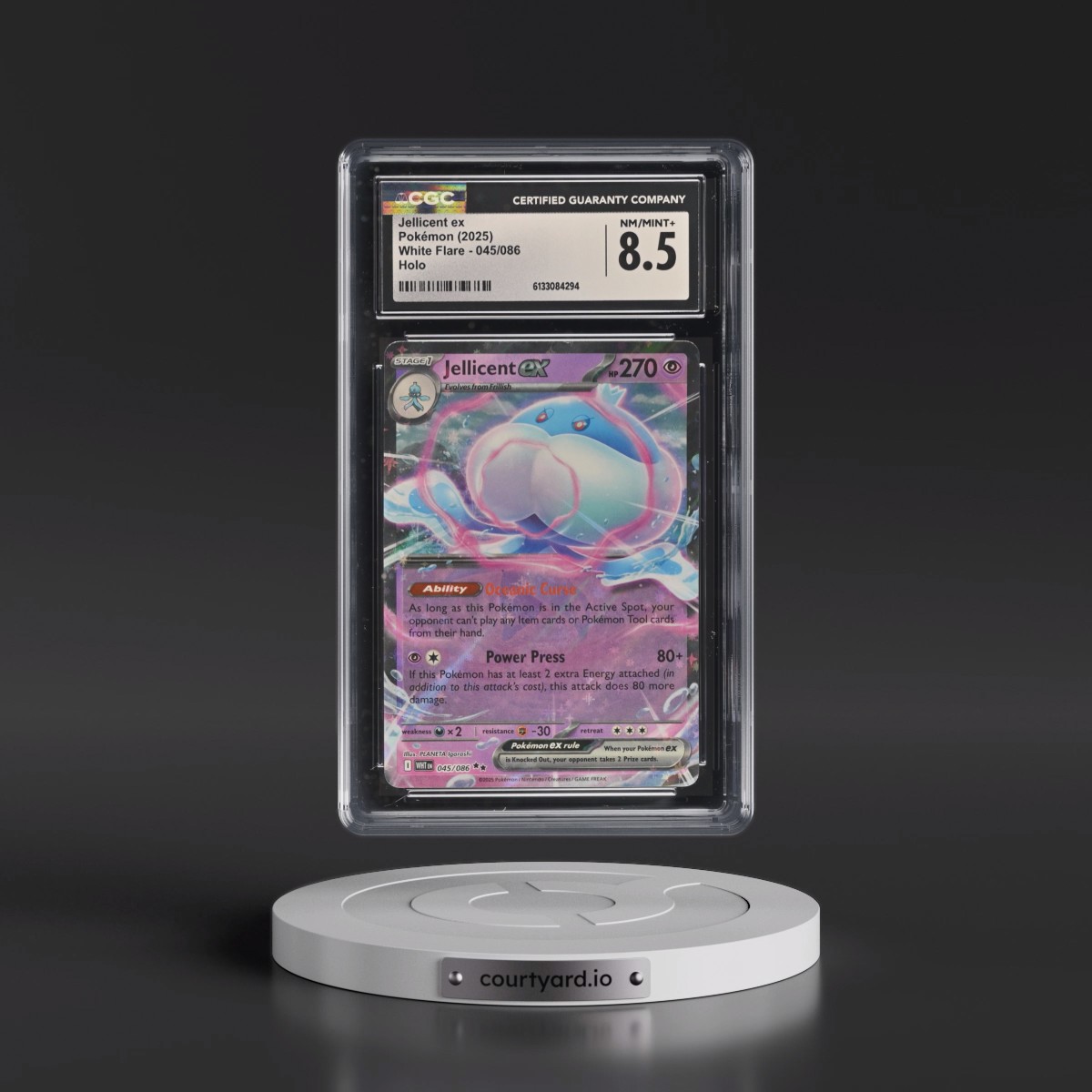 2025 White Flare - WHT EN #045/086 Jellicent ex - Holo (CGC 8.5 NM-MT+)