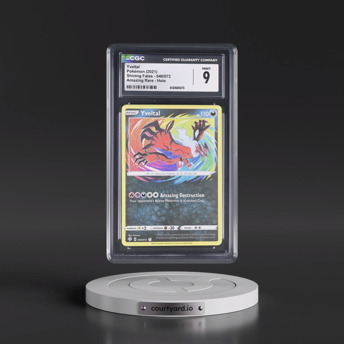 2021 Shining Fates #046/072 Yveltal - Amazing Rare Holo (CGC 9 MINT)