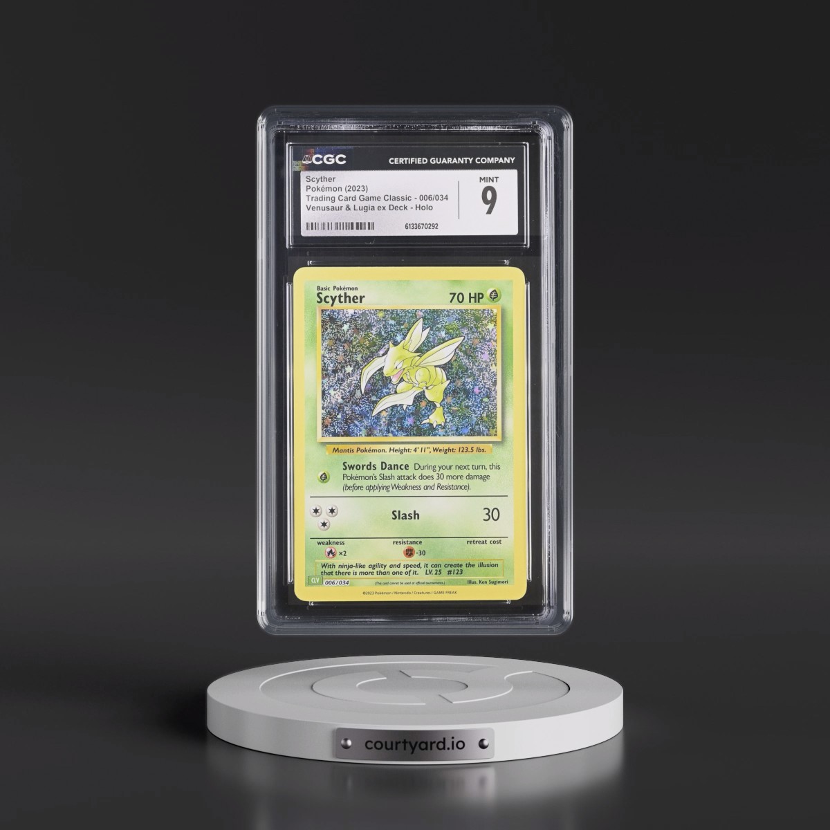 2023 Trading Card Game Classic - CLV, CLC, CLB #006/034 Scyther - Venusaur & Lugia ex Deck - CLV Holo (CGC 9 MINT)