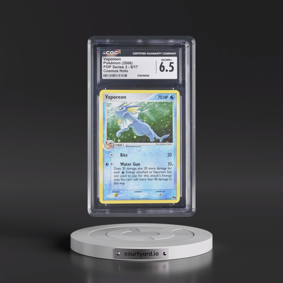 2006 POP Series 3 #6/17 Vaporeon - Cosmos Holo (CGC 6.5 EX-NM+)