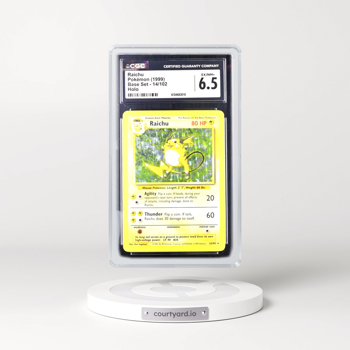 1999 Base Set #14/102 Raichu - Holo (CGC 6.5 EX-NM+)