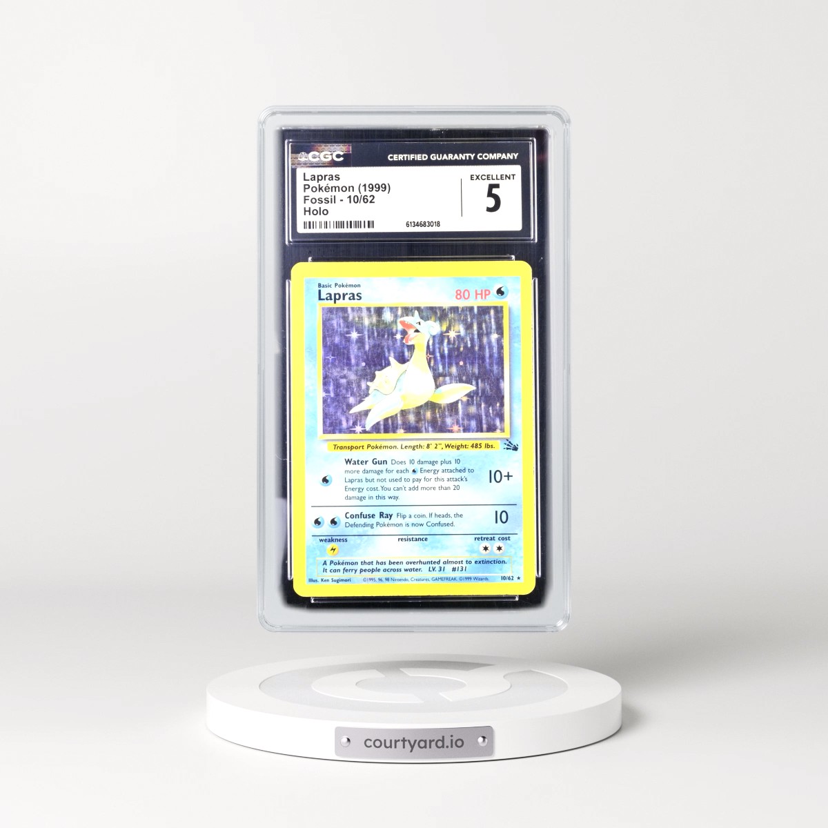 1999 Fossil #10/62 Lapras - Galaxy Star Holo (CGC 5 EX)