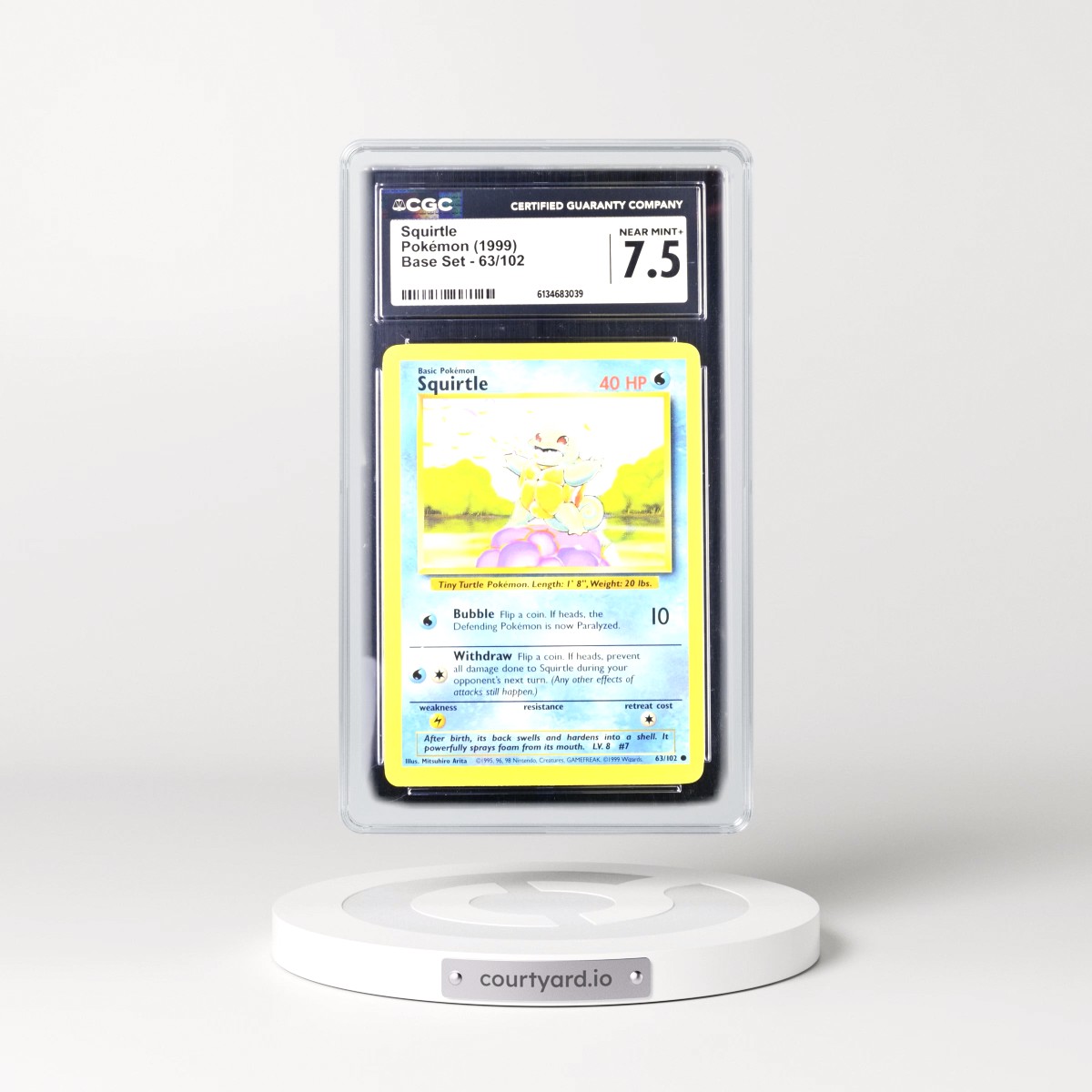 1999 Base Set #63/102 Squirtle (CGC 7.5 NM+)