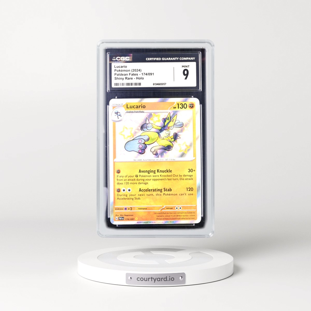 2024 Paldean Fates - PAF EN #174/091 Lucario - Shiny Rare Holo (CGC 9 MINT)