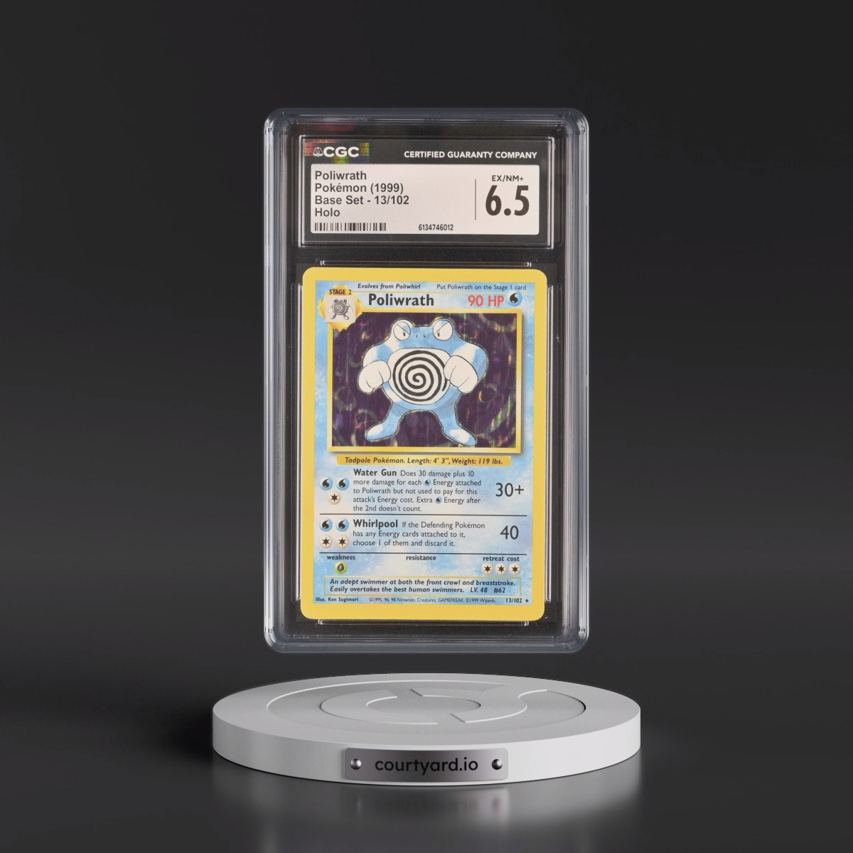 1999 Base Set #13/102 Poliwrath - Holo (CGC 6.5 EX-NM+)