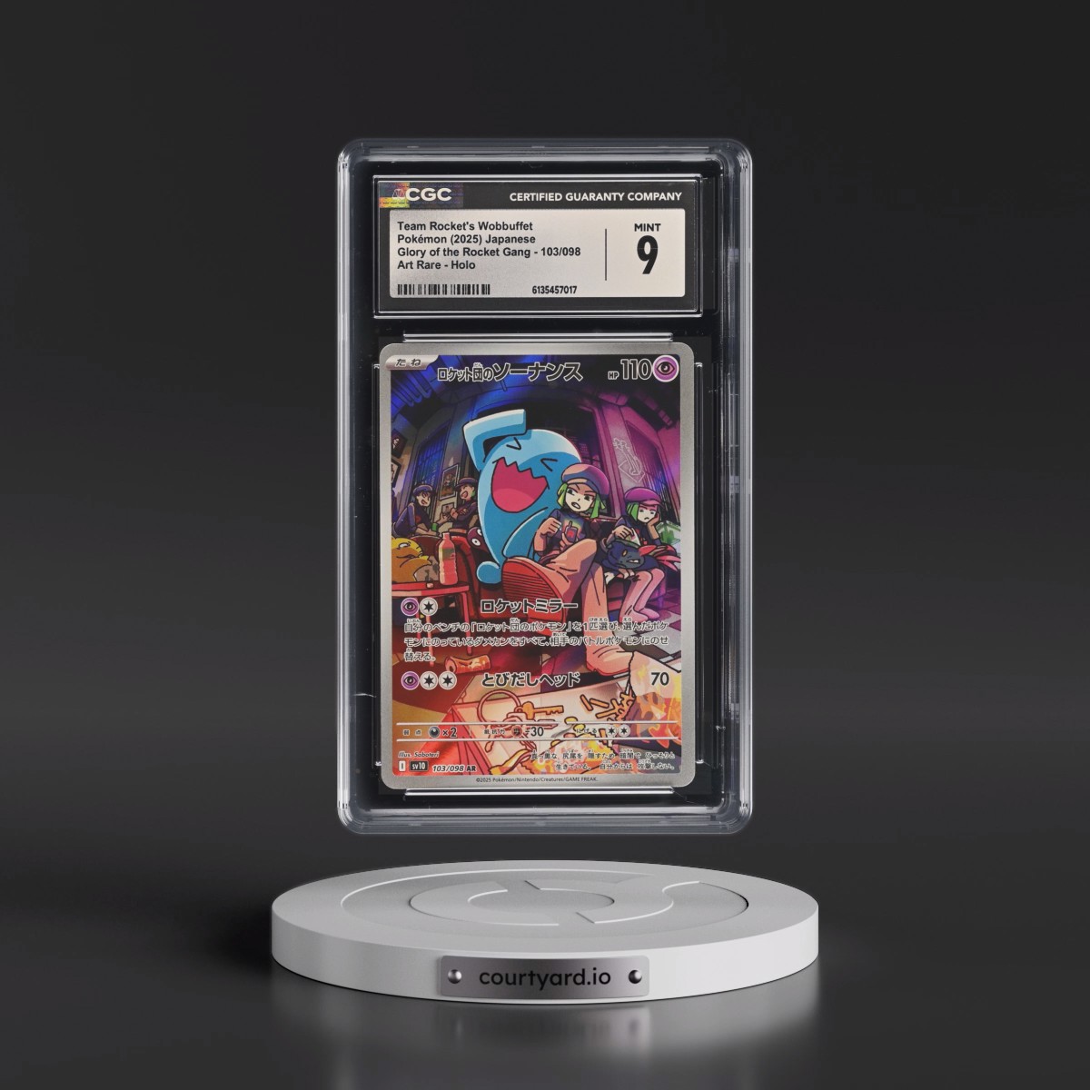 2025 Glory of the Rocket Gang - sv10 #103/098 Team Rocket's Wobbuffet - Art Rare Holo (CGC 9 MINT)