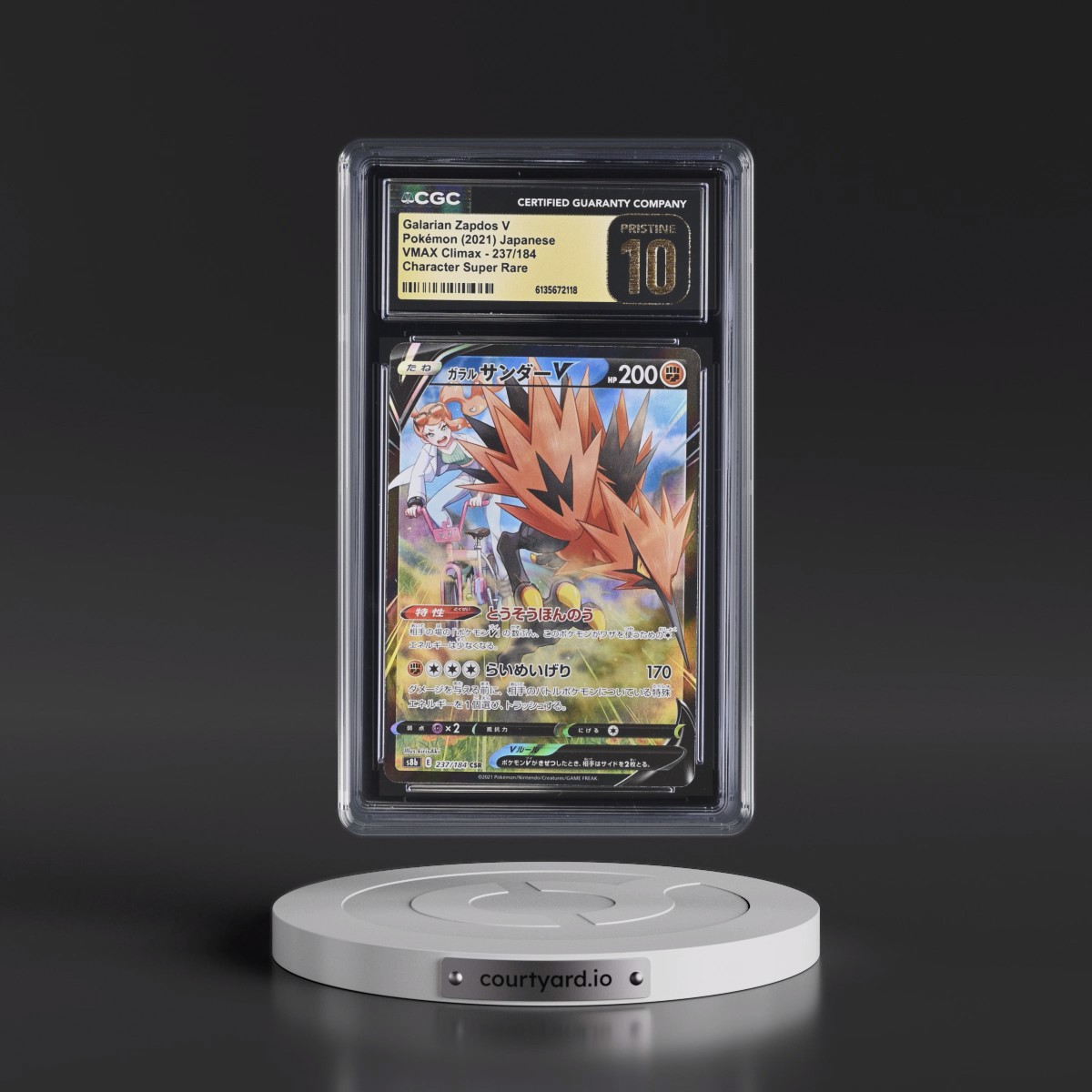 2021 VMAX Climax #237/184 Galarian Zapdos V - Holo Character Super Rare (CGC 10 PRISTINE)