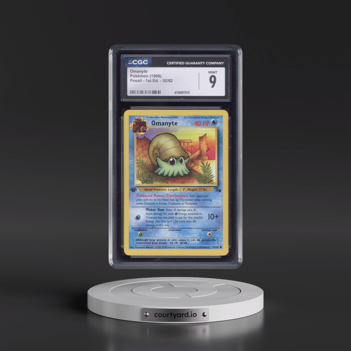 1999 Fossil #52/62 Omanyte - 1st Edition 1st Edition (CGC 9 MINT)