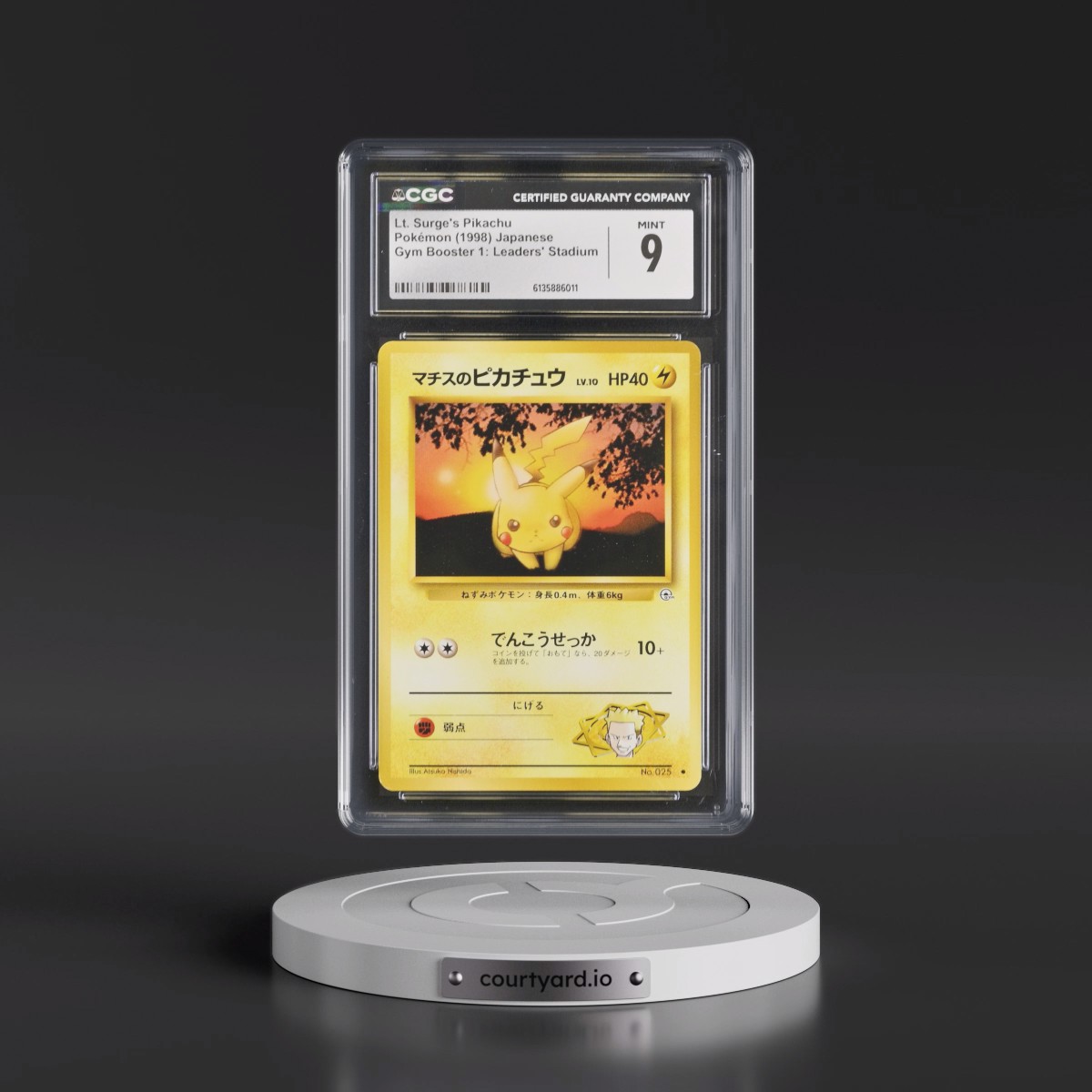 1998 Gym Booster 1: Leaders' Stadium Lt. Surge's Pikachu - LV.10 CGC 9