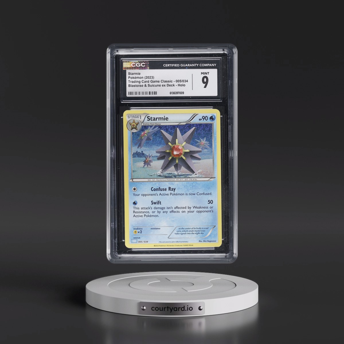 2023 Trading Card Game Classic - CLV, CLC, CLB #005/034 Starmie - Blastoise & Suicune ex Deck - CLB Holo (CGC 9 MINT)