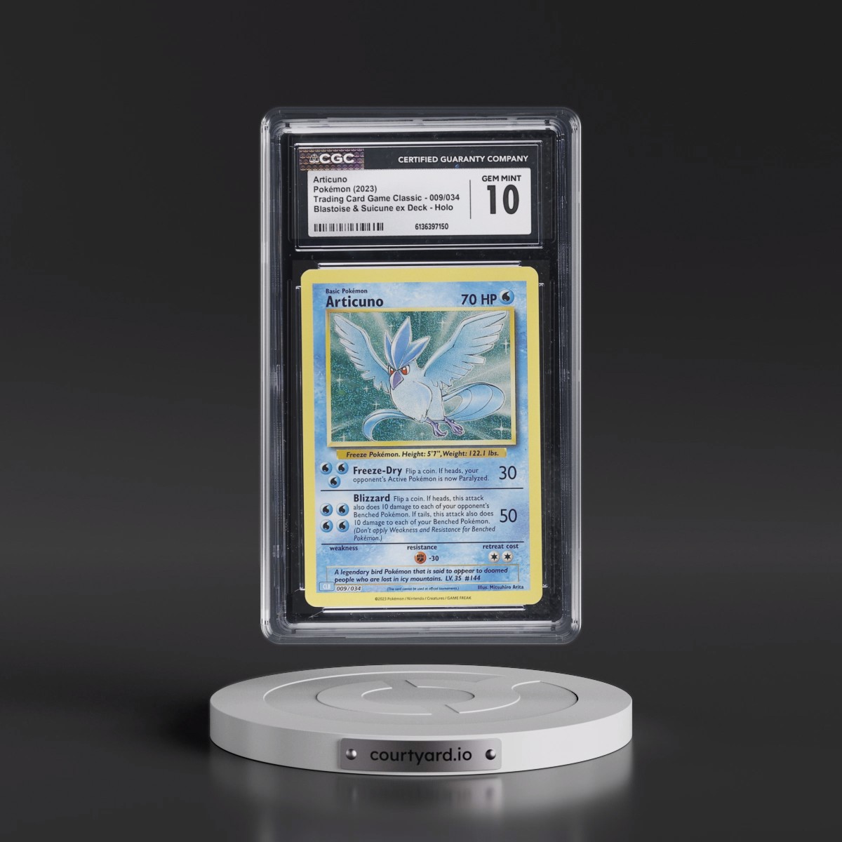 2023 Trading Card Game Classic - CLV, CLC, CLB #009/034 Articuno - Blastoise & Suicune ex Deck - CLB Holo (CGC 10 GEM MINT)