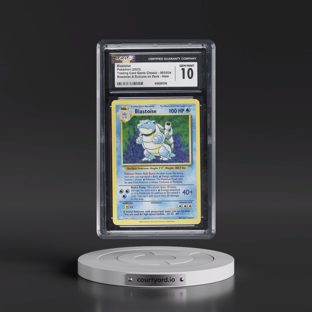 2023 Trading Card Game Classic - CLV, CLC, CLB #003/034 Blastoise - Blastoise & Suicune ex Deck - CLB Holo (CGC 10 GEM MINT)