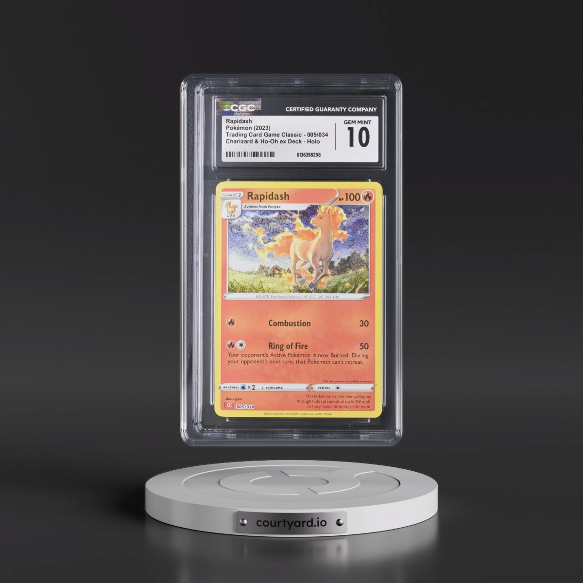2023 Trading Card Game Classic - CLV, CLC, CLB #005/034 Rapidash - Charizard & Ho-Oh ex Deck - CLC Holo (CGC 10 GEM MINT)