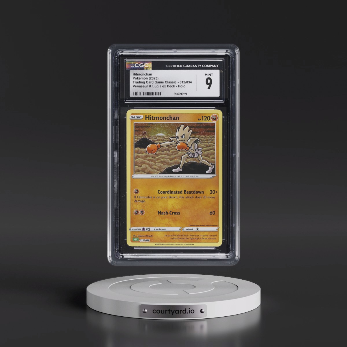 2023 Trading Card Game Classic - CLV, CLC, CLB #012/034 Hitmonchan - Venusaur & Lugia ex Deck - CLV Holo (CGC 9 MINT)