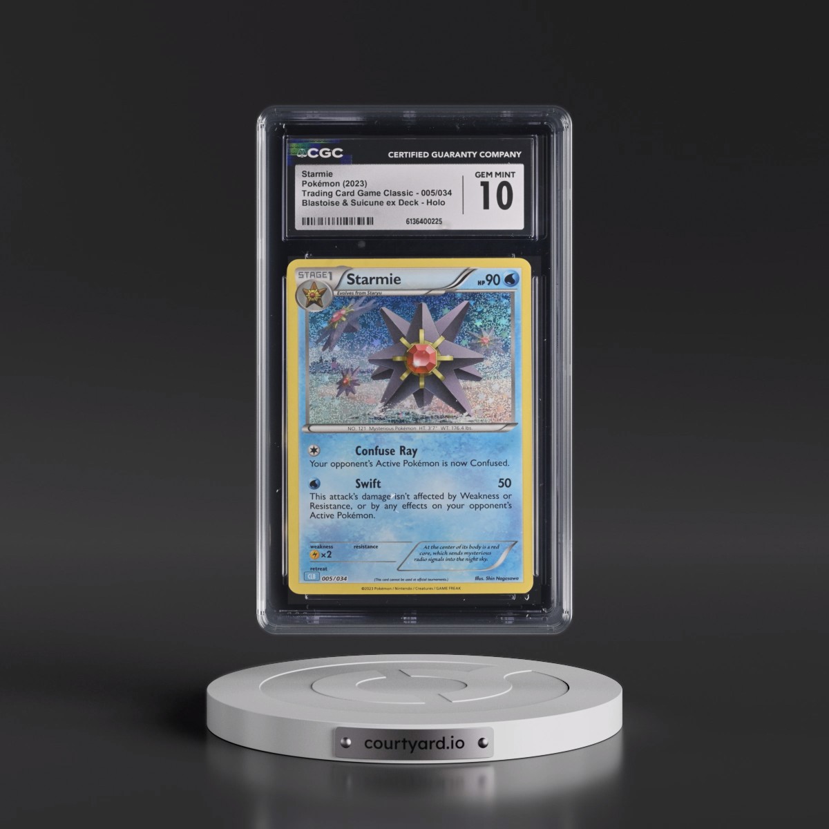 2023 Trading Card Game Classic - CLV, CLC, CLB #005/034 Starmie - Blastoise & Suicune ex Deck - CLB Holo (CGC 10 GEM MINT)