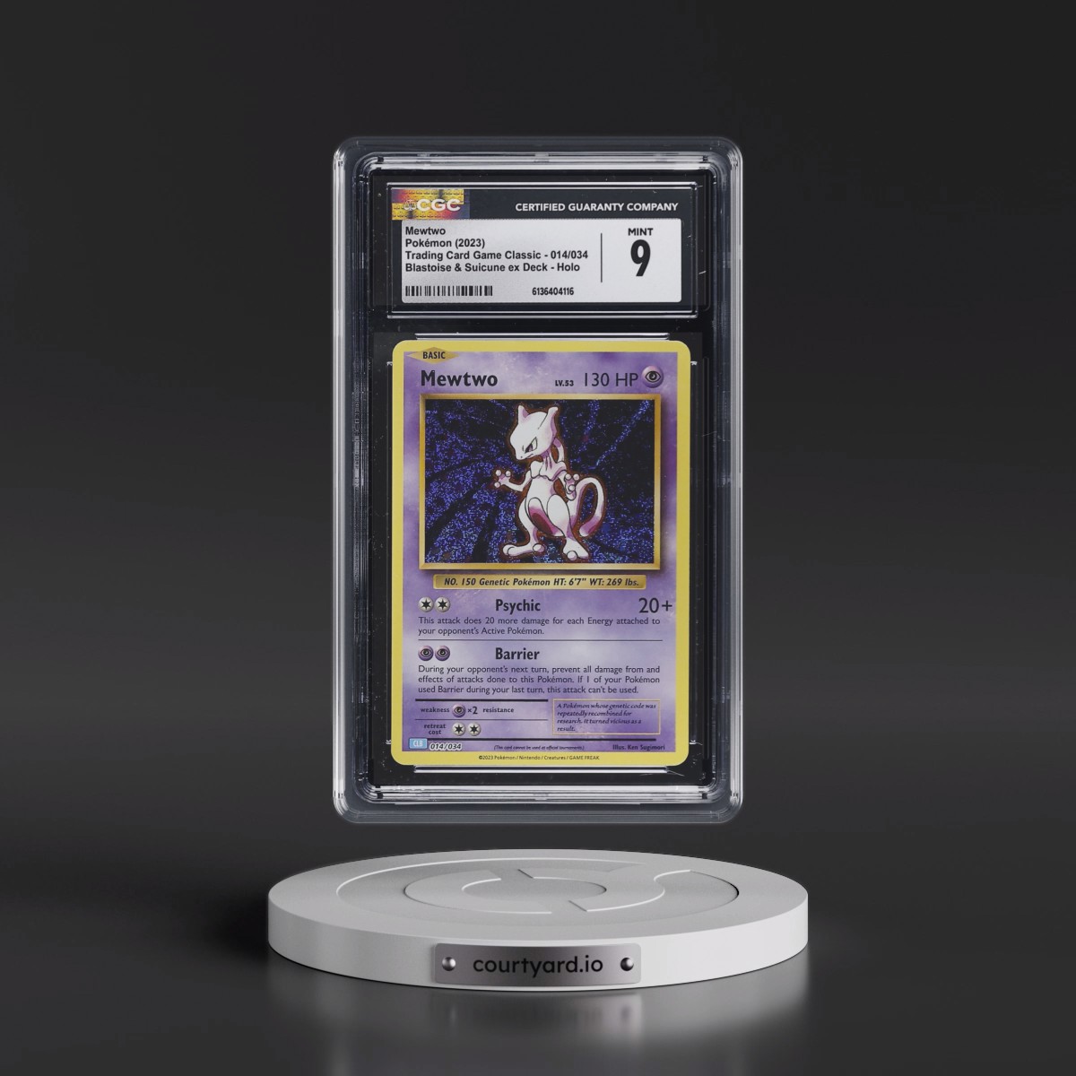 2023 Trading Card Game Classic - CLV, CLC, CLB #014/034 Mewtwo - Blastoise & Suicune ex Deck - CLB Holo (CGC 9 MINT)