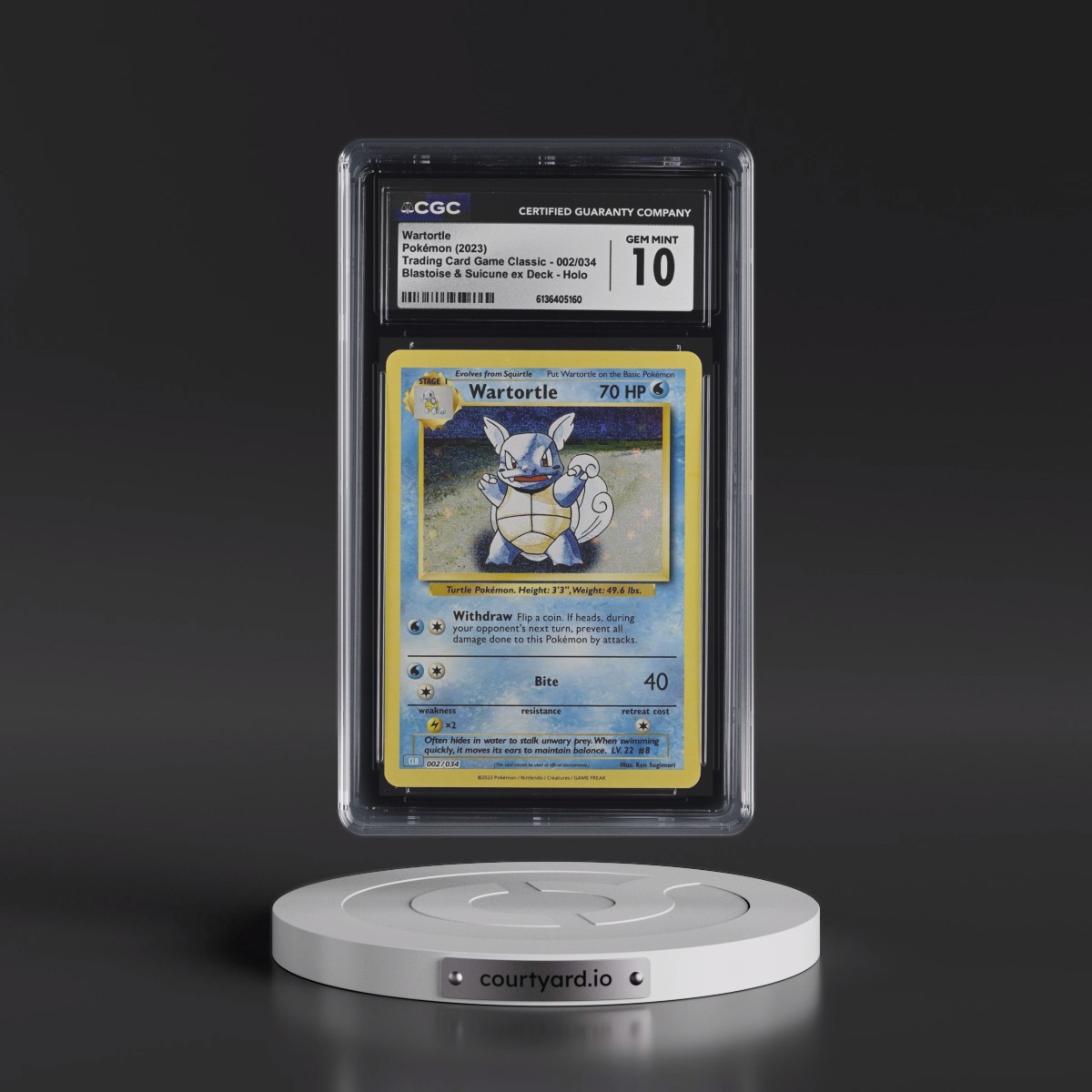 2023 Trading Card Game Classic - CLV, CLC, CLB #002/034 Wartortle - Blastoise & Suicune ex Deck - CLB Holo (CGC 10 GEM MINT)
