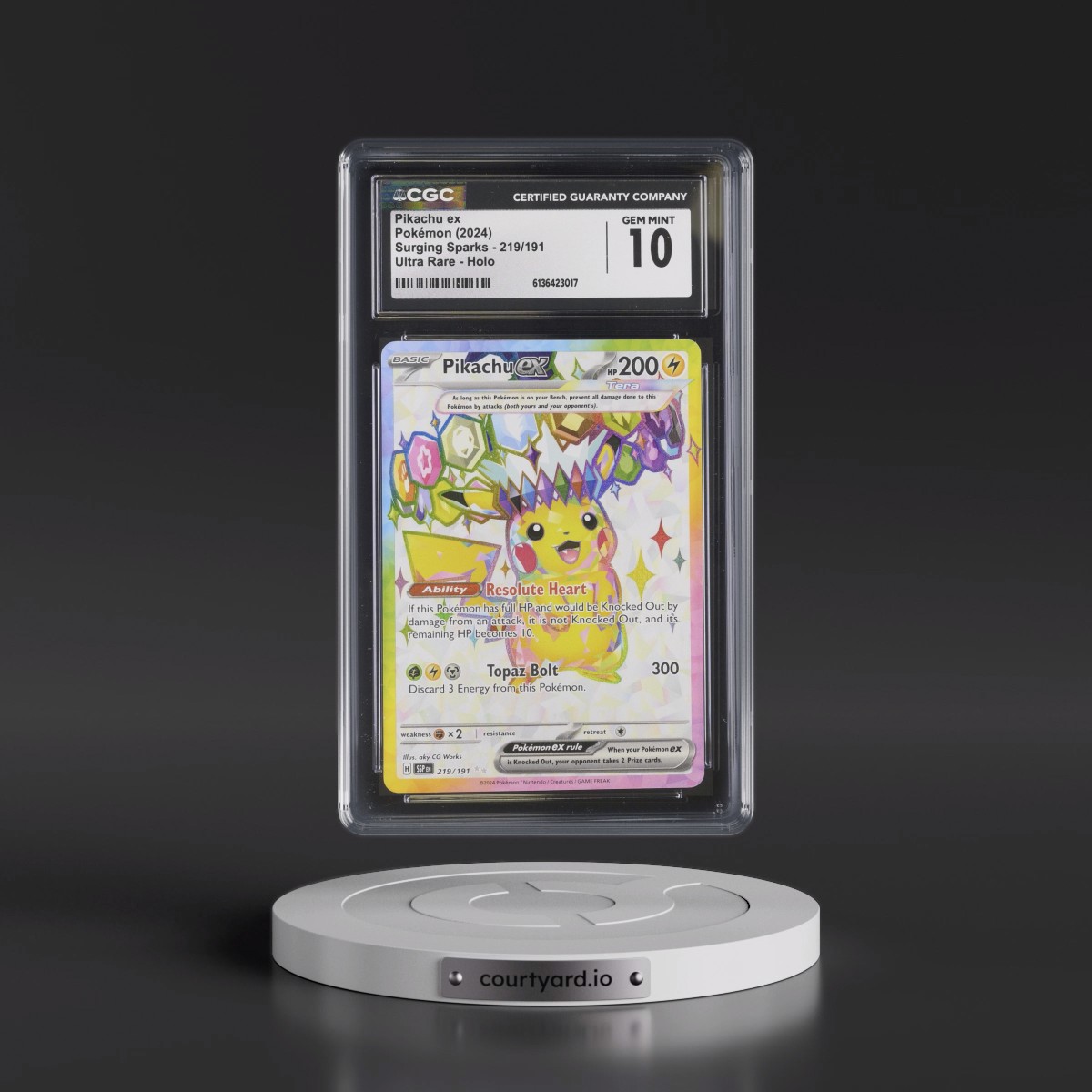 2024 Surging Sparks - SSP EN #219/191 Pikachu ex - Ultra Rare Holo (CGC 10 GEM MINT)