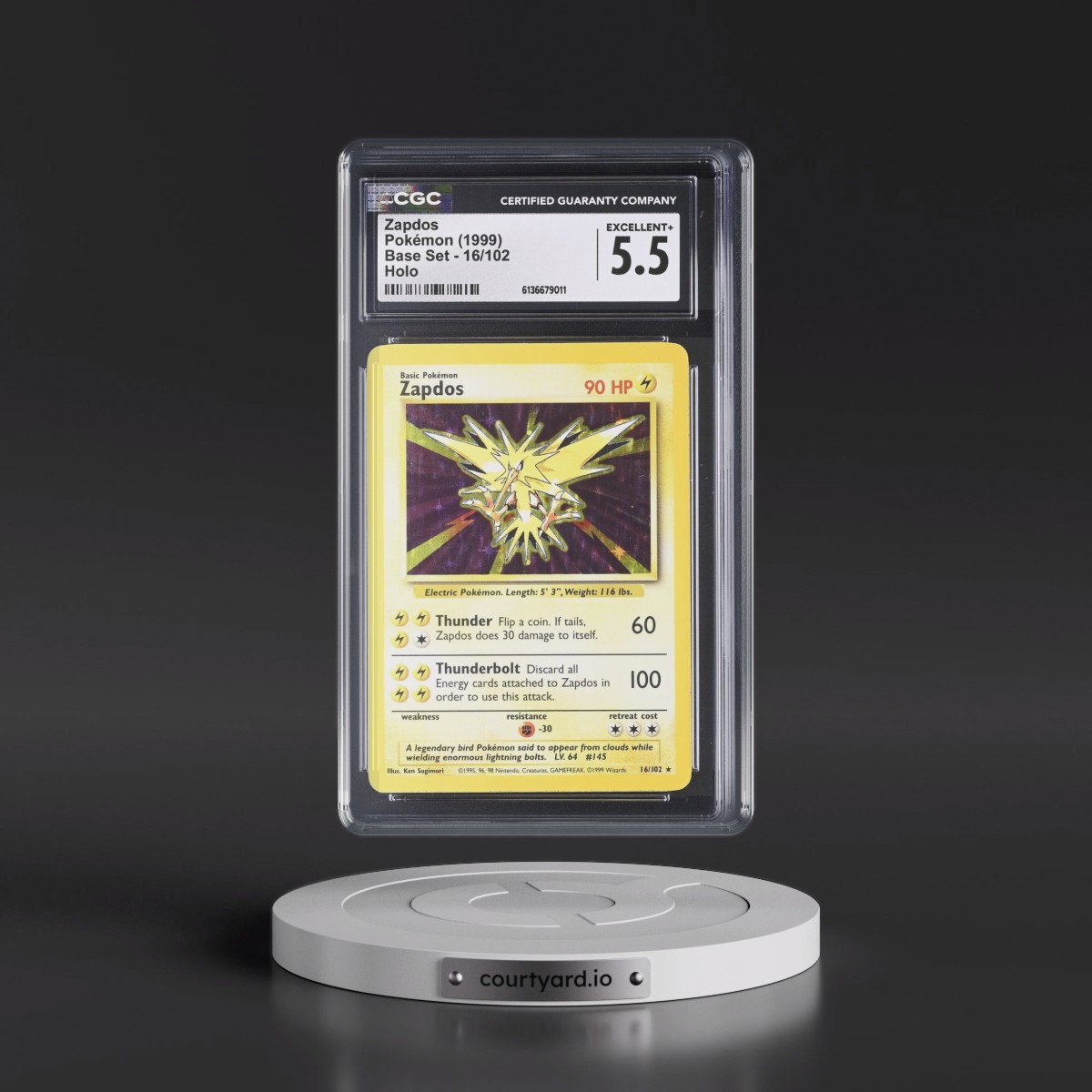 1999 Base Set #16/102 Zapdos - Holo (CGC 5.5 EX+)
