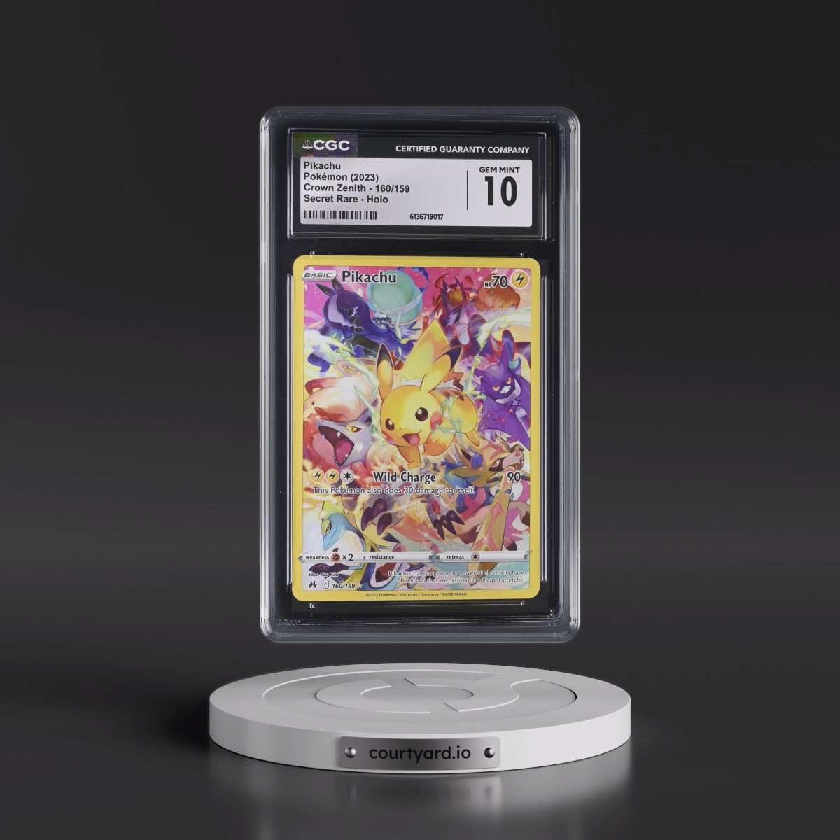 2023 Crown Zenith #160/159 Pikachu - Secret Rare Holo (CGC 10 GEM MINT)