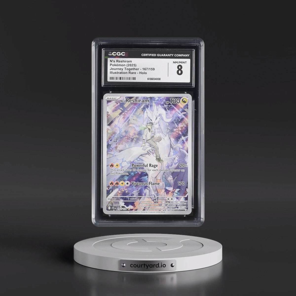 2024 Journey Together - JTG EN #167/159 N's Reshiram - Illustration Rare Holo (CGC 8 NM-MT)