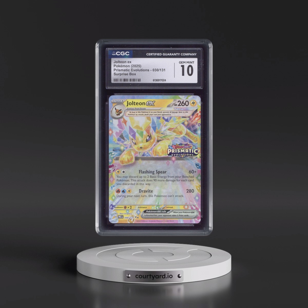 2024 Prismatic Evolutions - PRE EN #030/131 Jolteon ex - Surprise Box (Prismatic Evolutions Stamp) (Holo) (CGC 10 GEM MINT)