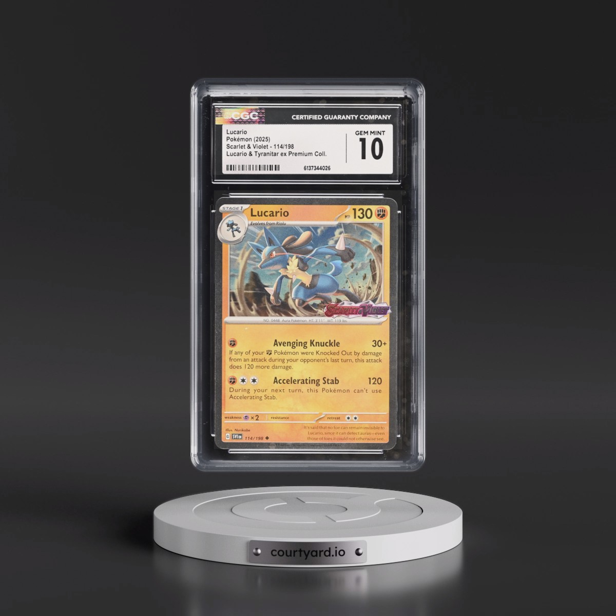 2023 Scarlet & Violet #114/198 Lucario - Lucario & Tyranitar ex Premium Collection (Cosmos Holo) (CGC 10 GEM MINT)