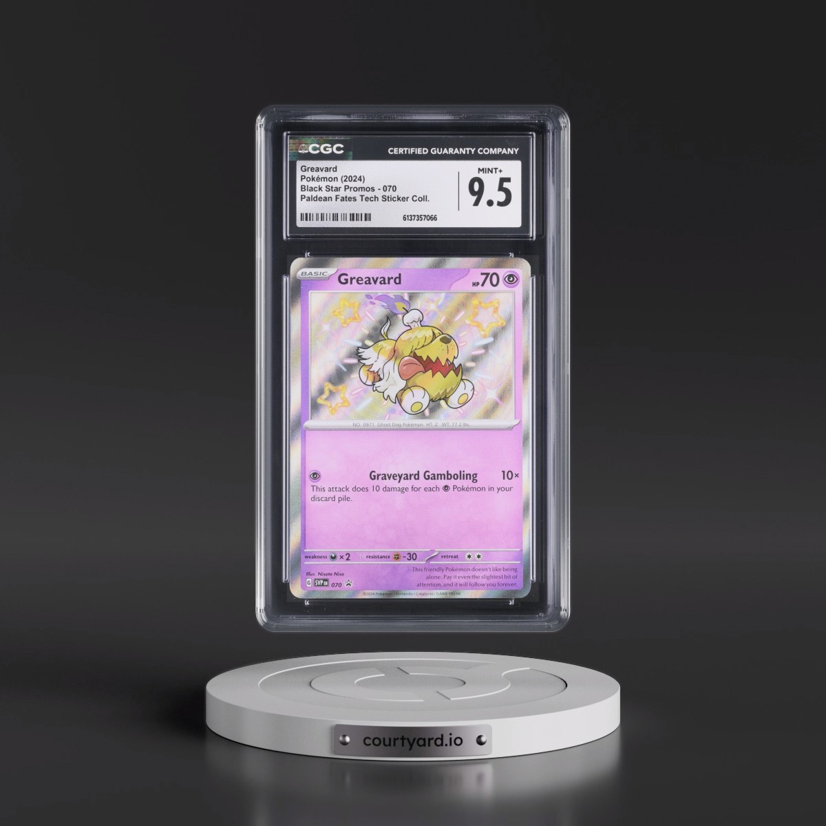 2023 Black Star Promos - Scarlet & Violet SVP EN #070 Greavard - Paldean Fates Tech Sticker Collection (CGC 9.5 MINT+)