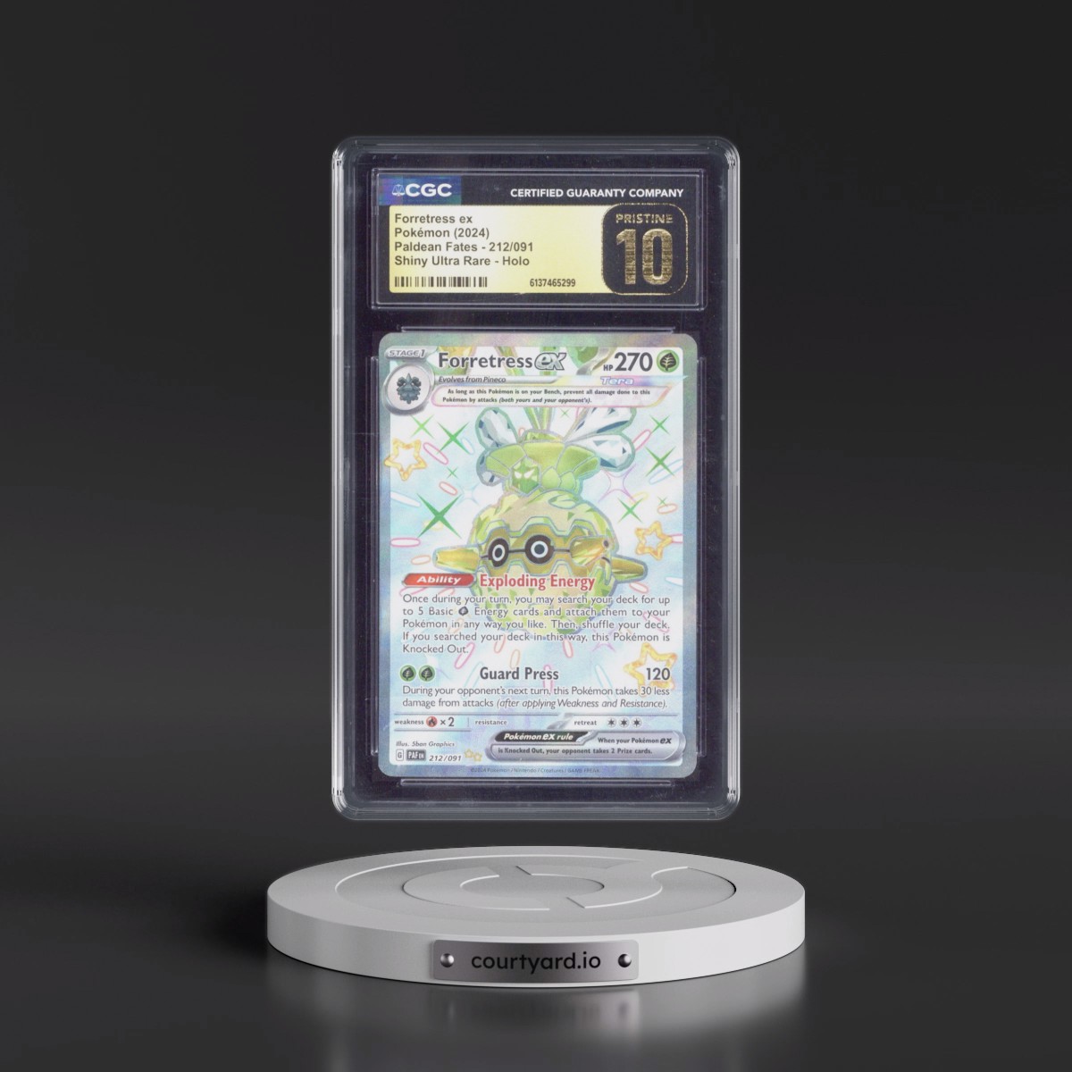 2024 Paldean Fates - PAF EN #212/091 Forretress ex - Shiny Ultra Rare Holo (CGC 10 PRISTINE)