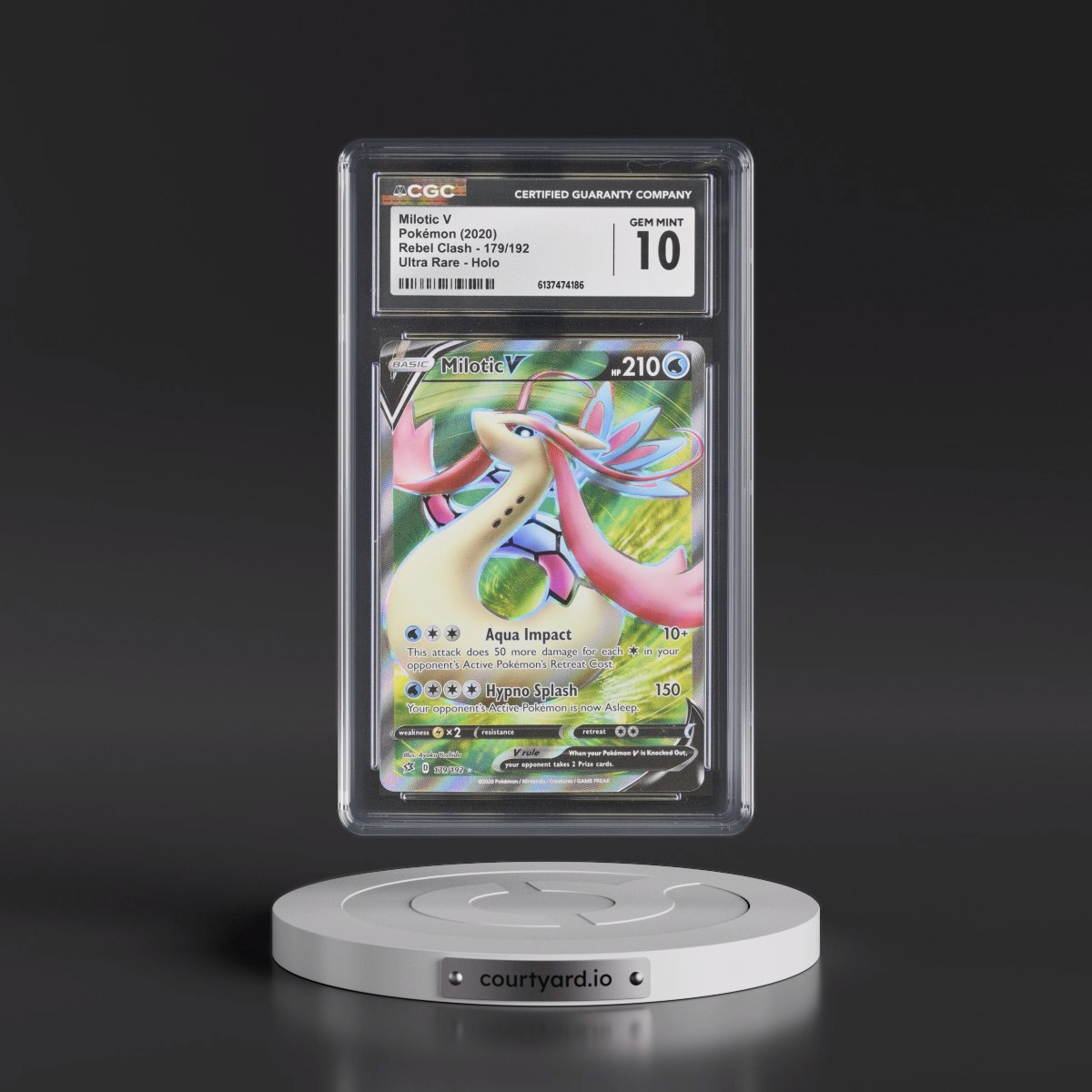 2020 Rebel Clash #179/192 Milotic V - Ultra Rare Holo (CGC 10 GEM MINT)