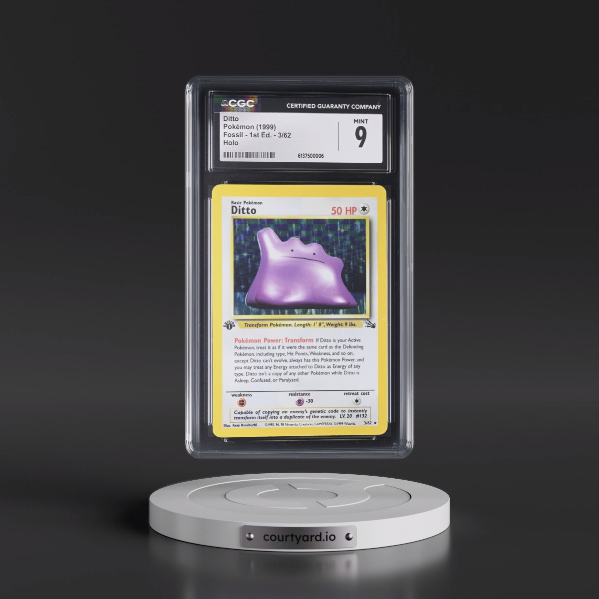 1999 Fossil #3/62 Ditto - 1st Edition Holo (CGC 9 MINT)