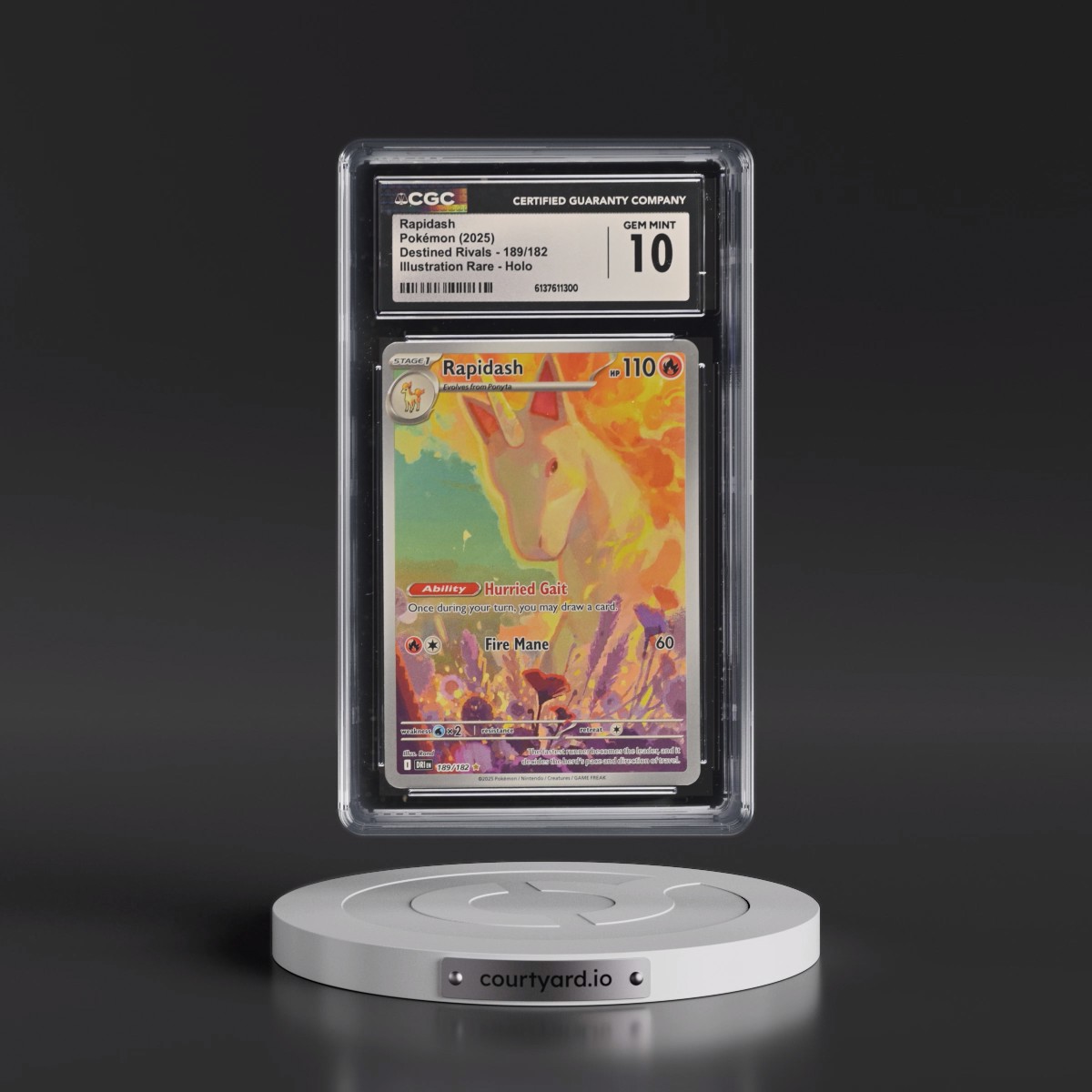 2025 Destined Rivals - DRI EN #189/182 Rapidash - Illustration Rare Holo (CGC 10 GEM MINT)