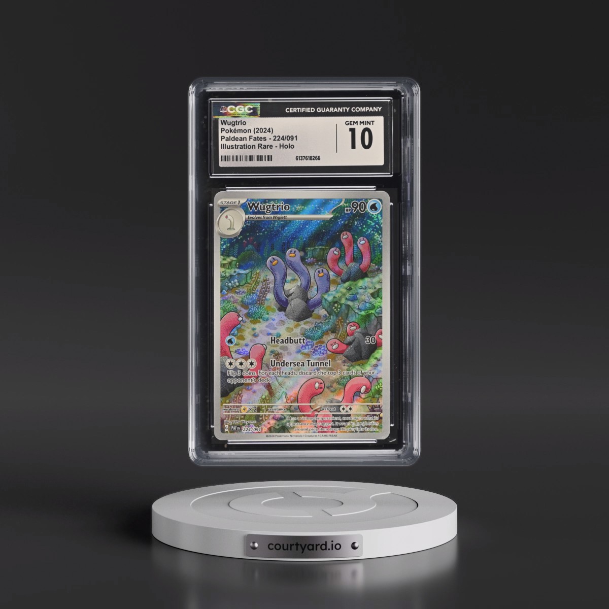 2024 Paldean Fates - PAF EN #224/091 Wugtrio - Illustration Rare Holo (CGC 10 GEM MINT)