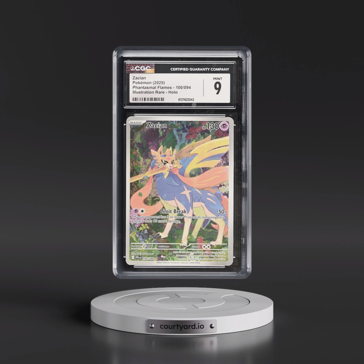 2025 Phantasmal Flames - PFL EN #100/094 Zacian - Illustration Rare Holo (CGC 9 MINT)