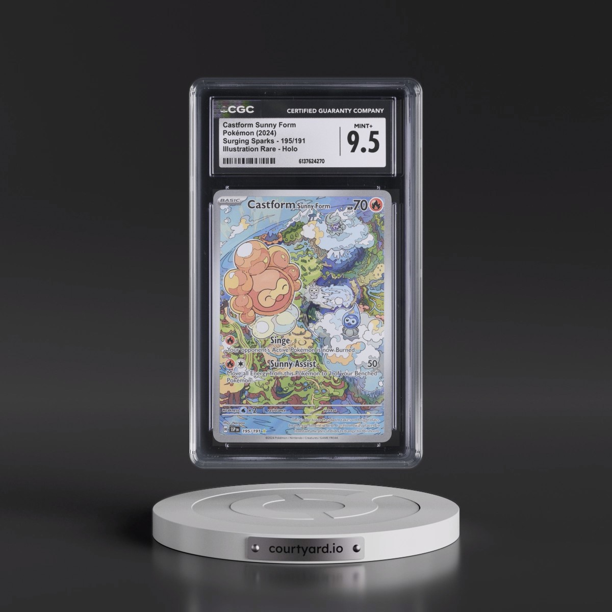 2024 Surging Sparks - SSP EN #195/191 Castform Sunny Form - Illustration Rare Holo (CGC 9.5 MINT+)